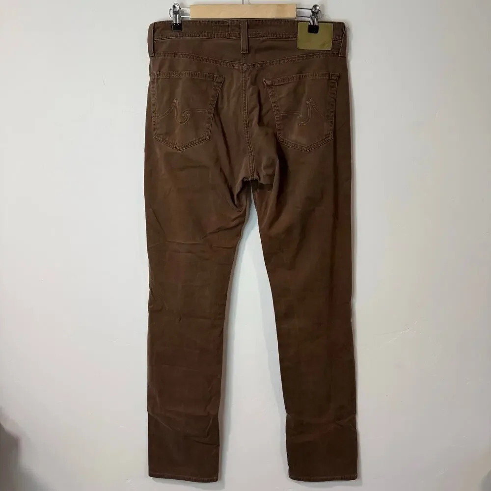 AG Adriano Goldshmied Men's The Everett Slim‎ Straight Pant Chino Brown 33 x 34